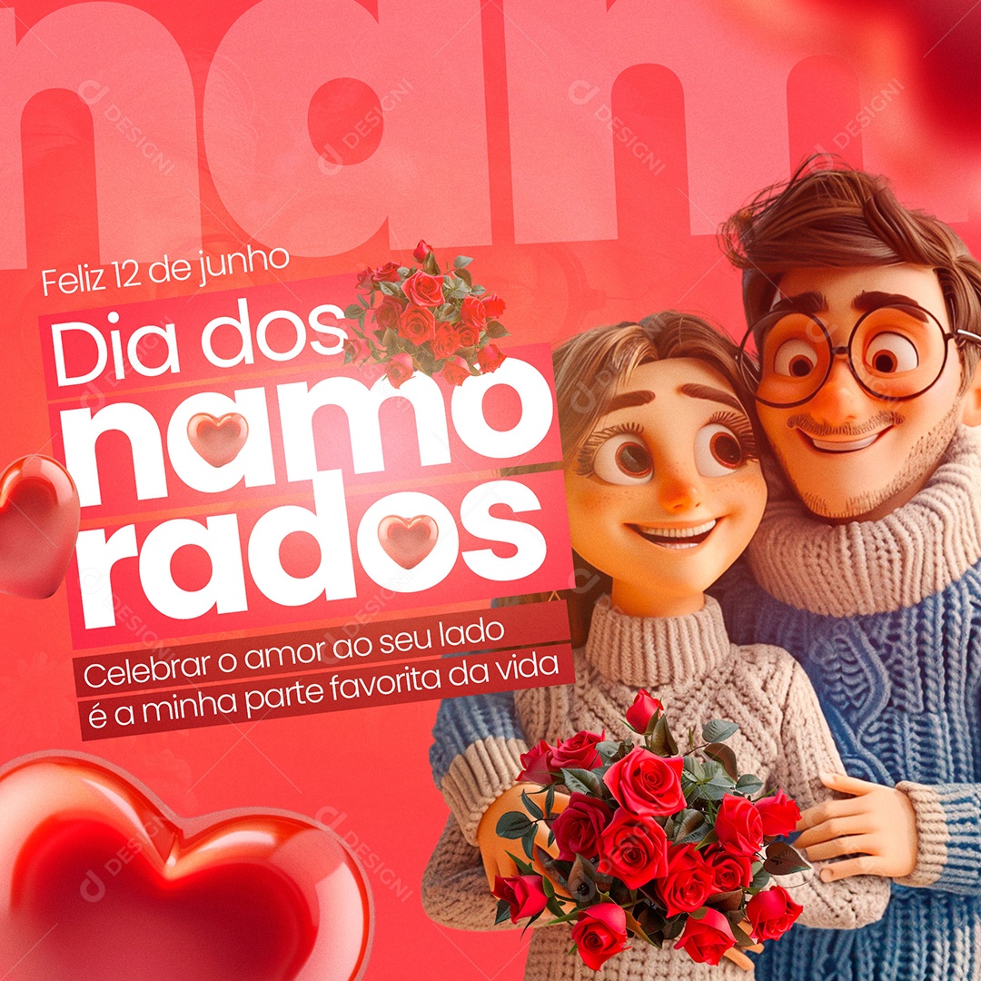 Dia dos Namorados 12 de Junho Social Media PSD Editável