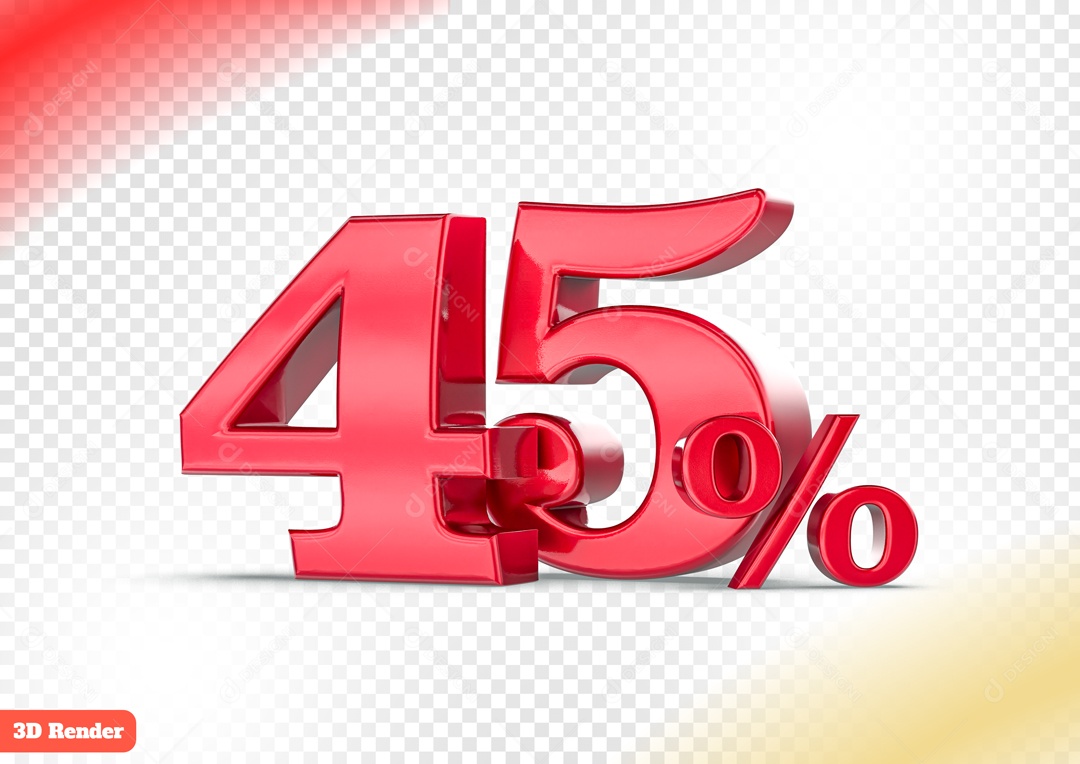 Desconto de 45% Elemento 3D Vermelho para Composição PSD