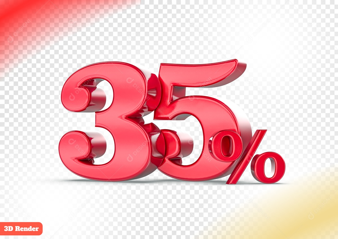 Desconto de 35% Elemento 3D Vermelho para Composição PSD