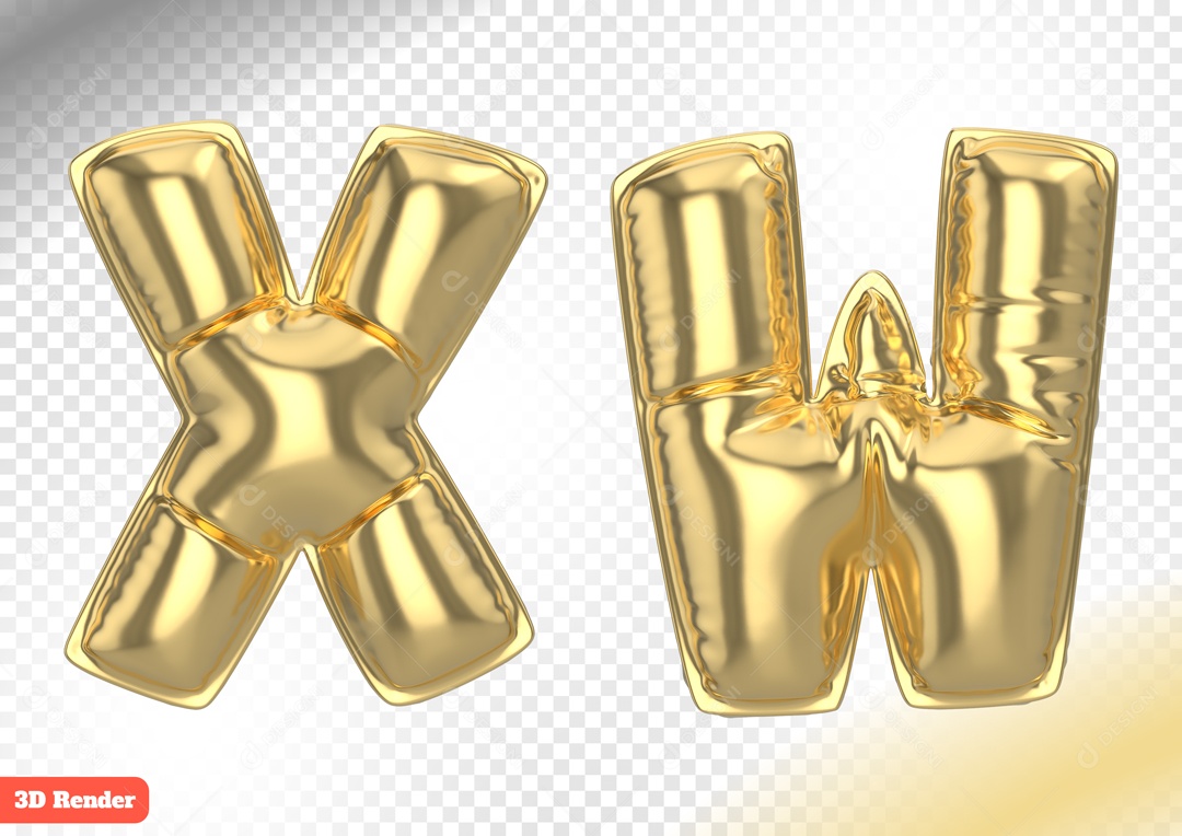 Balões Letras X W Elemento 3D para Composição PSD
