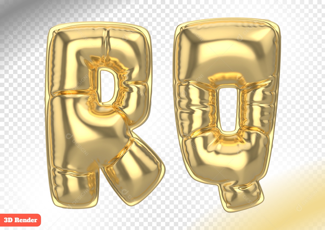 Balões Letras R Q Elemento 3D para Composição PSD
