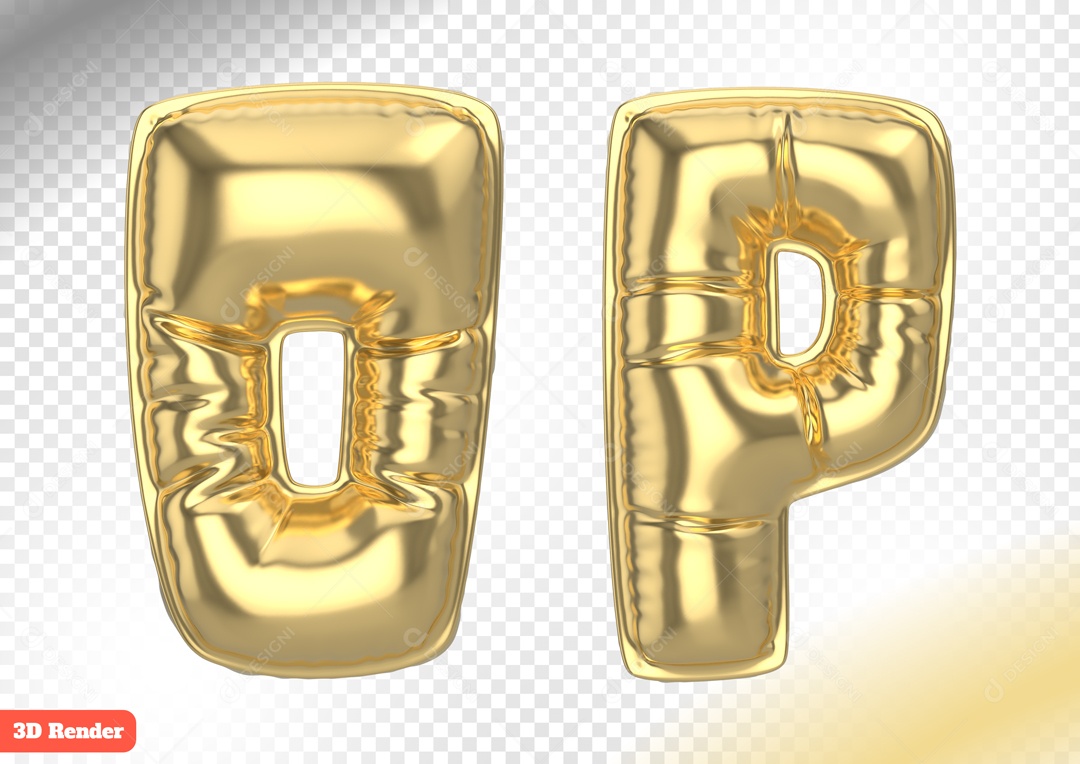 Balões Letras O P Elemento 3D para Composição PSD