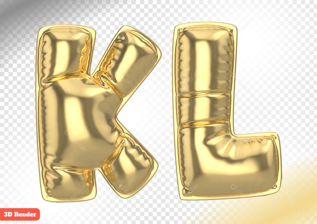 Balões Letras K L Elemento 3D para Composição PSD