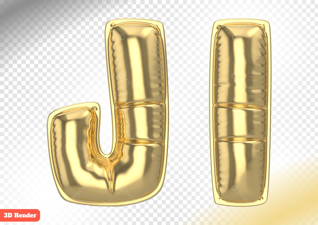 Balões Letras J I Elemento 3D para Composição PSD