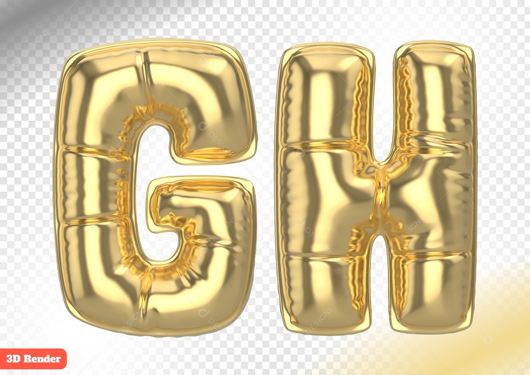 Balões Letras G H Elemento 3D para Composição PSD