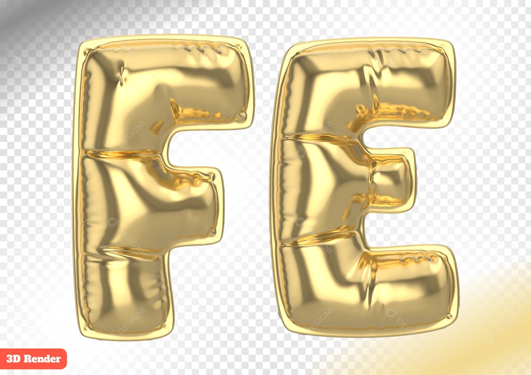Balões Letras F E Elemento 3D para Composição PSD