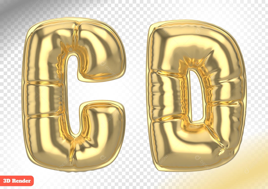 Balões Letras C D Elemento 3D para Composição PSD