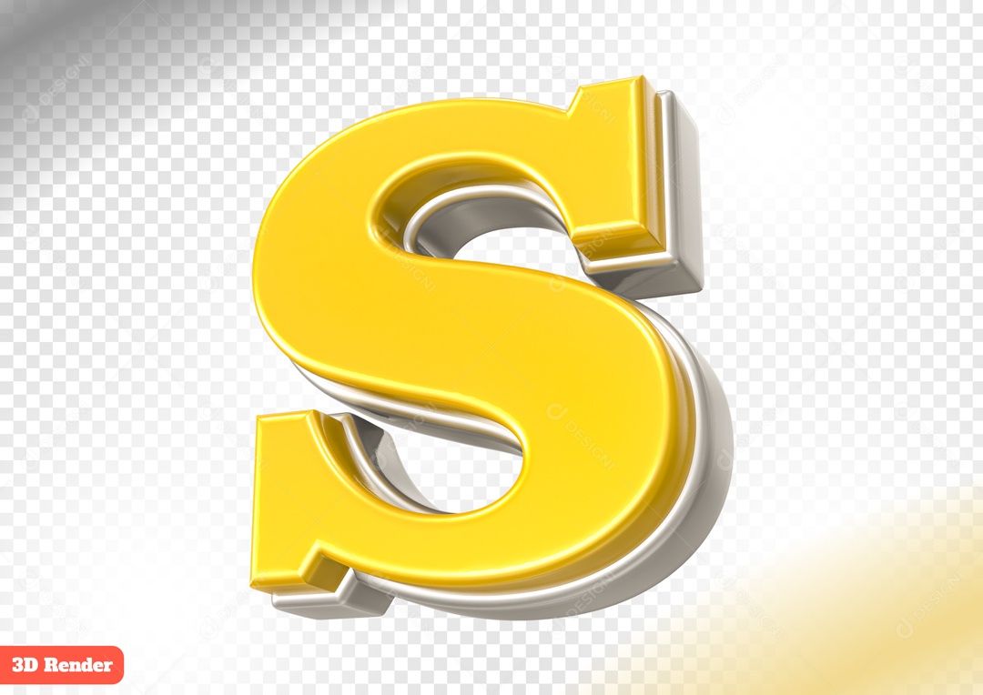 Letra S Elemento 3D para Composição PSD
