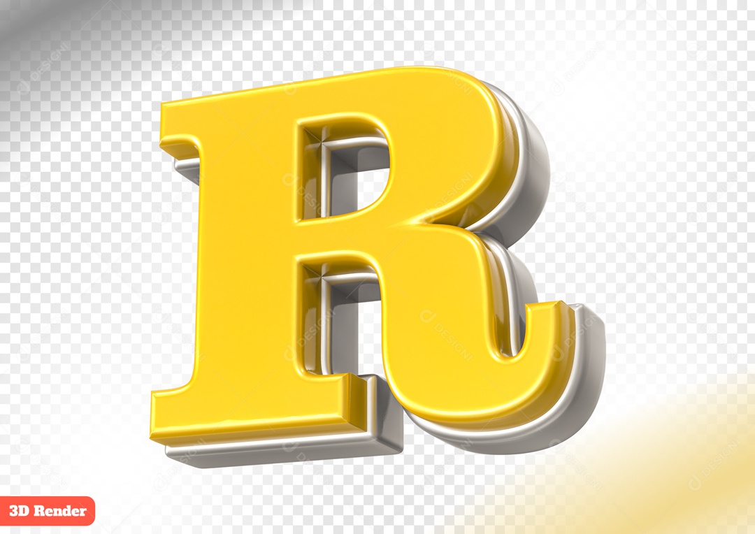 Letra R Elemento 3D para Composição PSD