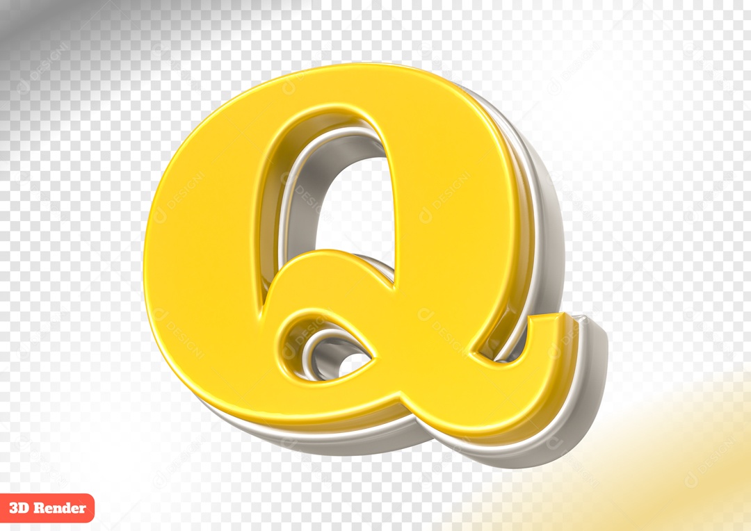 Letra Q Elemento 3D para Composição PSD