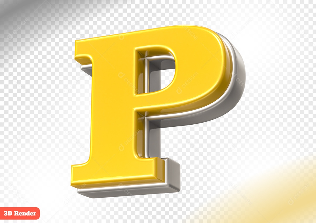 Letra P Elemento 3D para Composição PSD
