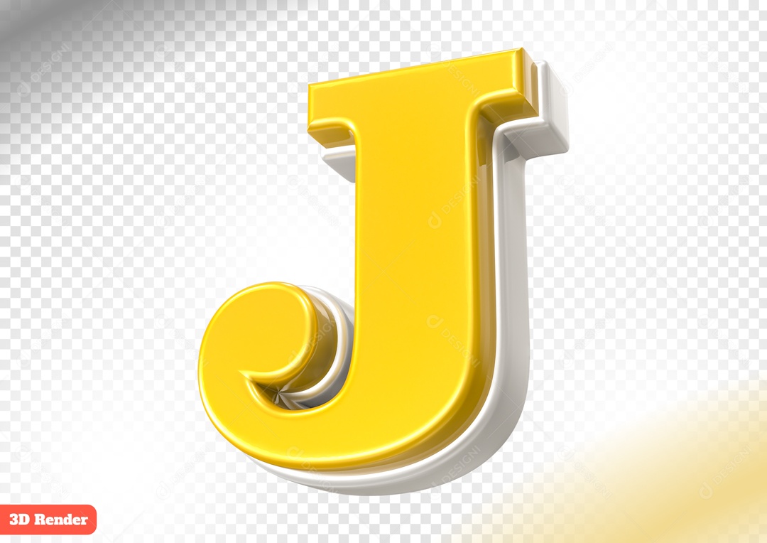 Letra J Elemento 3D para Composição PSD