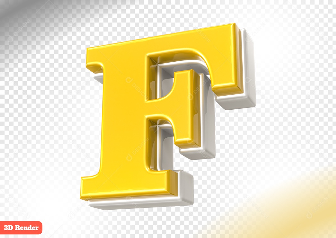 Letra F Elemento 3D para Composição PSD
