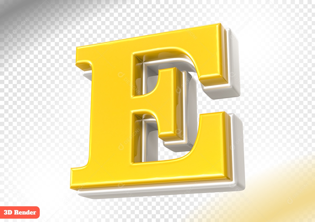 Letra E Elemento 3D para Composição PSD