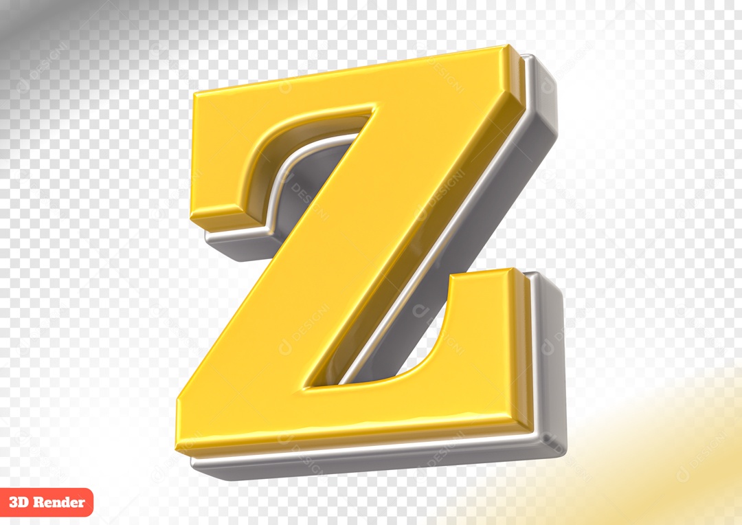 Letra Z Elemento 3D para Composição PSD