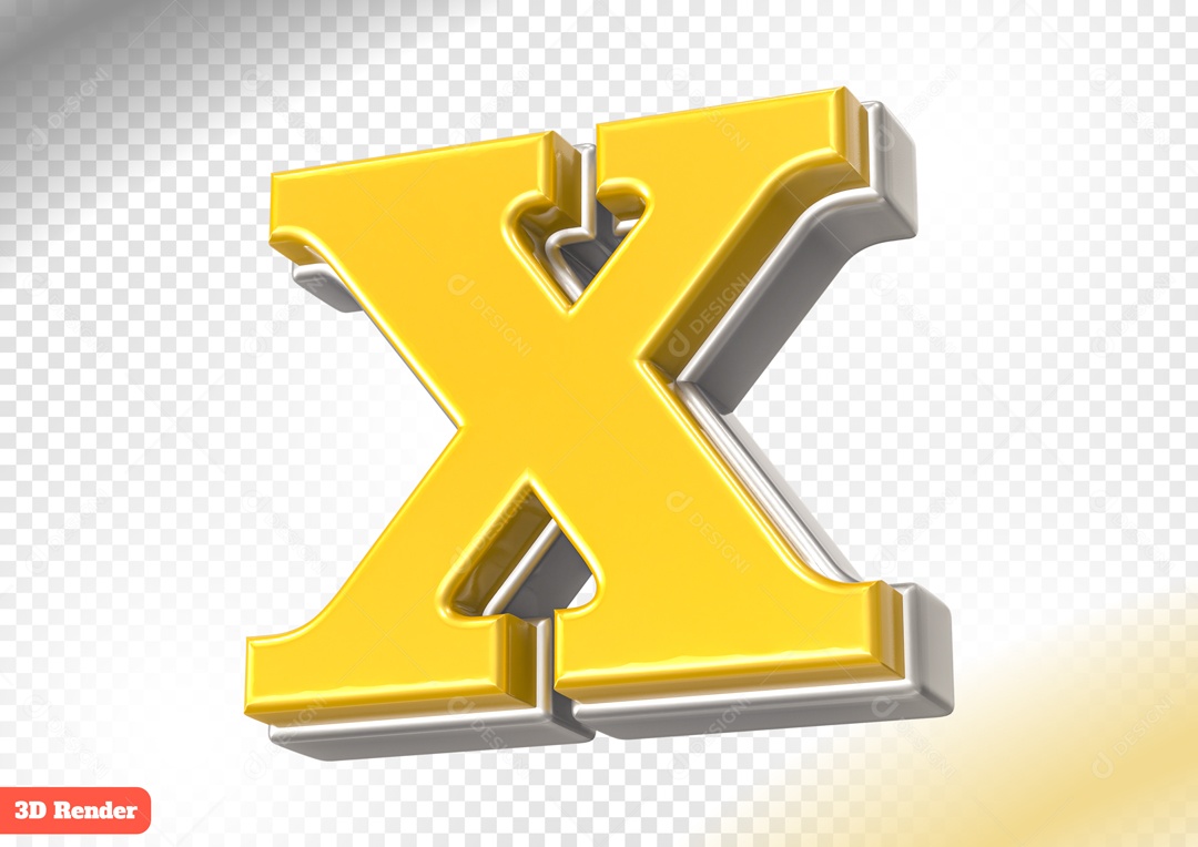 Letra X Elemento 3D para Composição PSD