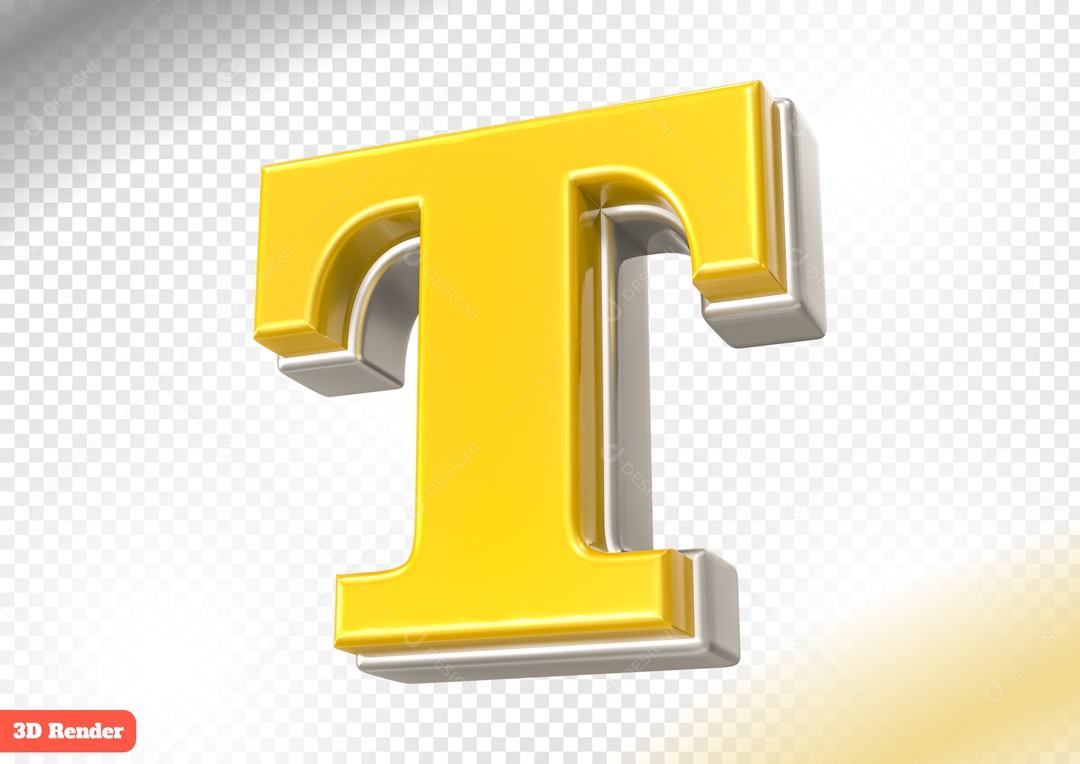 Letra T Elemento 3D para Composição PSD