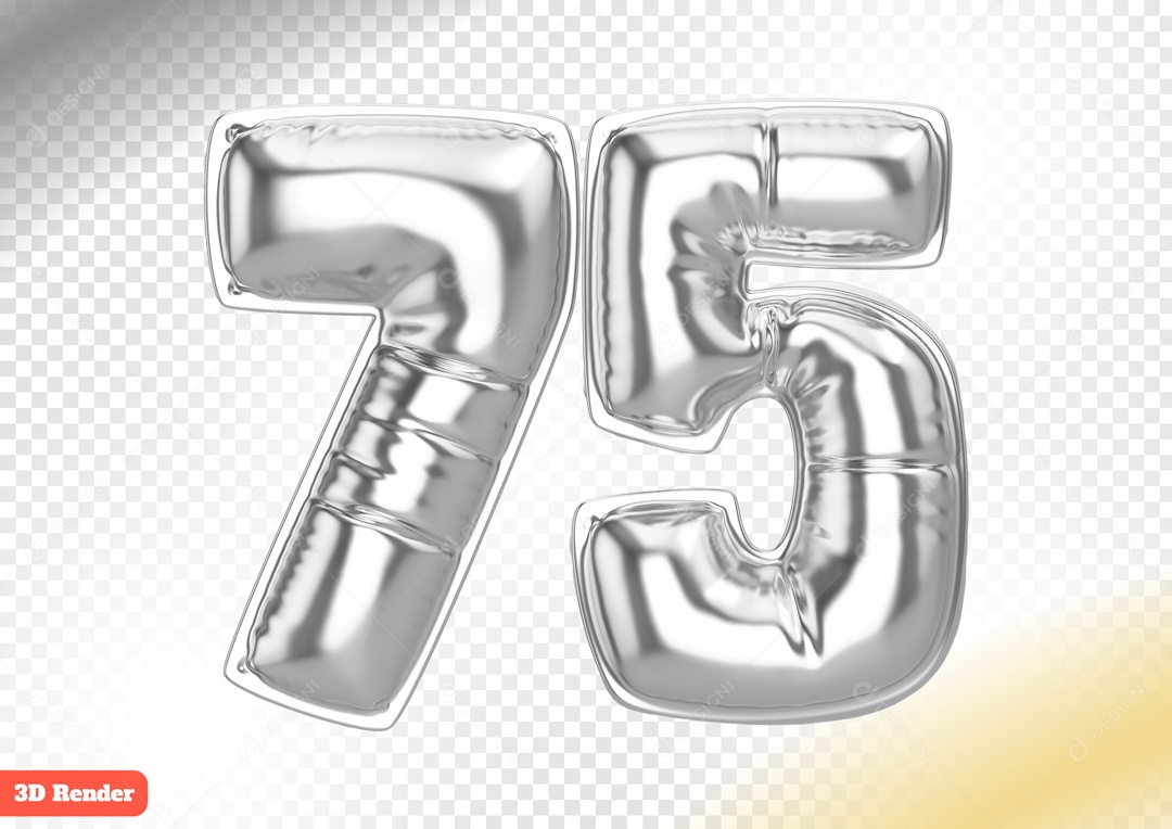 Balão 75 Elemento 3D para Composição PSD