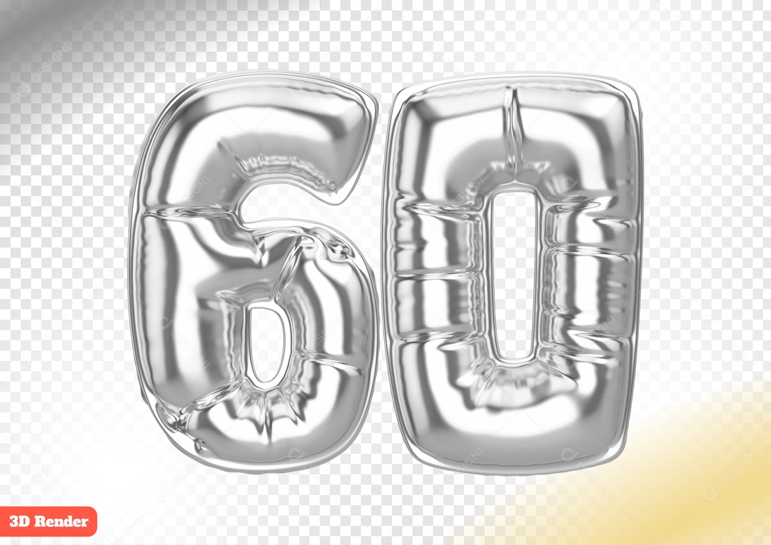Balão 60 Elemento 3D para Composição PSD