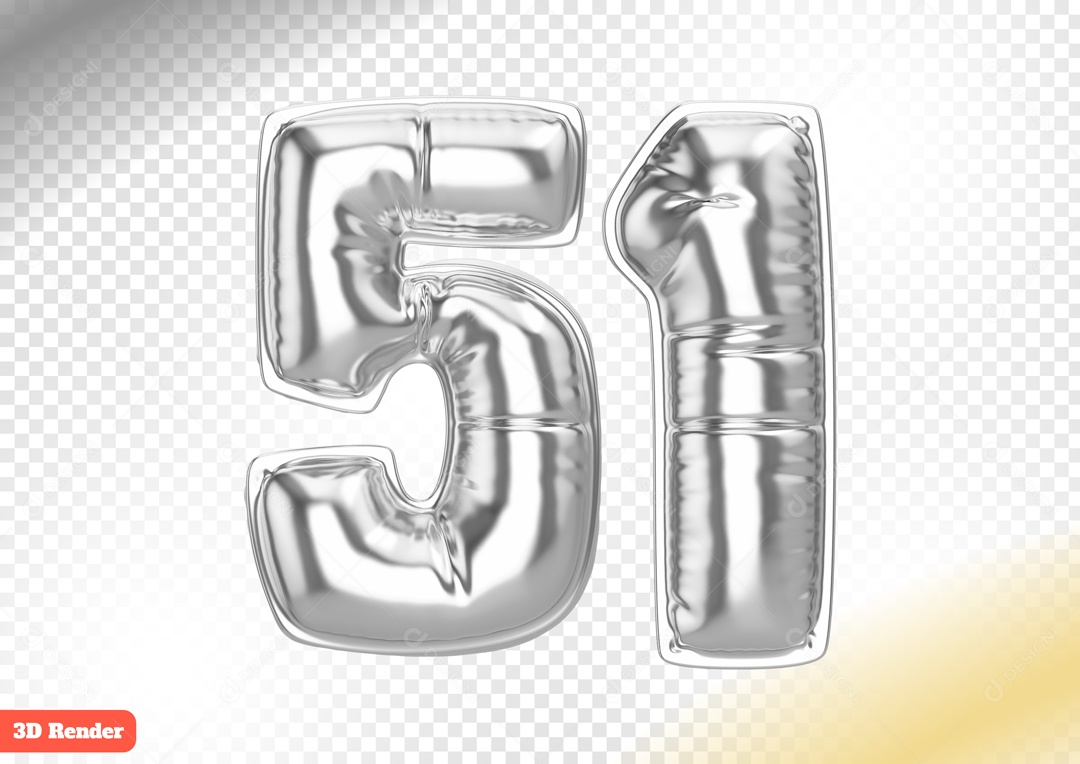 Balão 51 Elemento 3D para Composição PSD