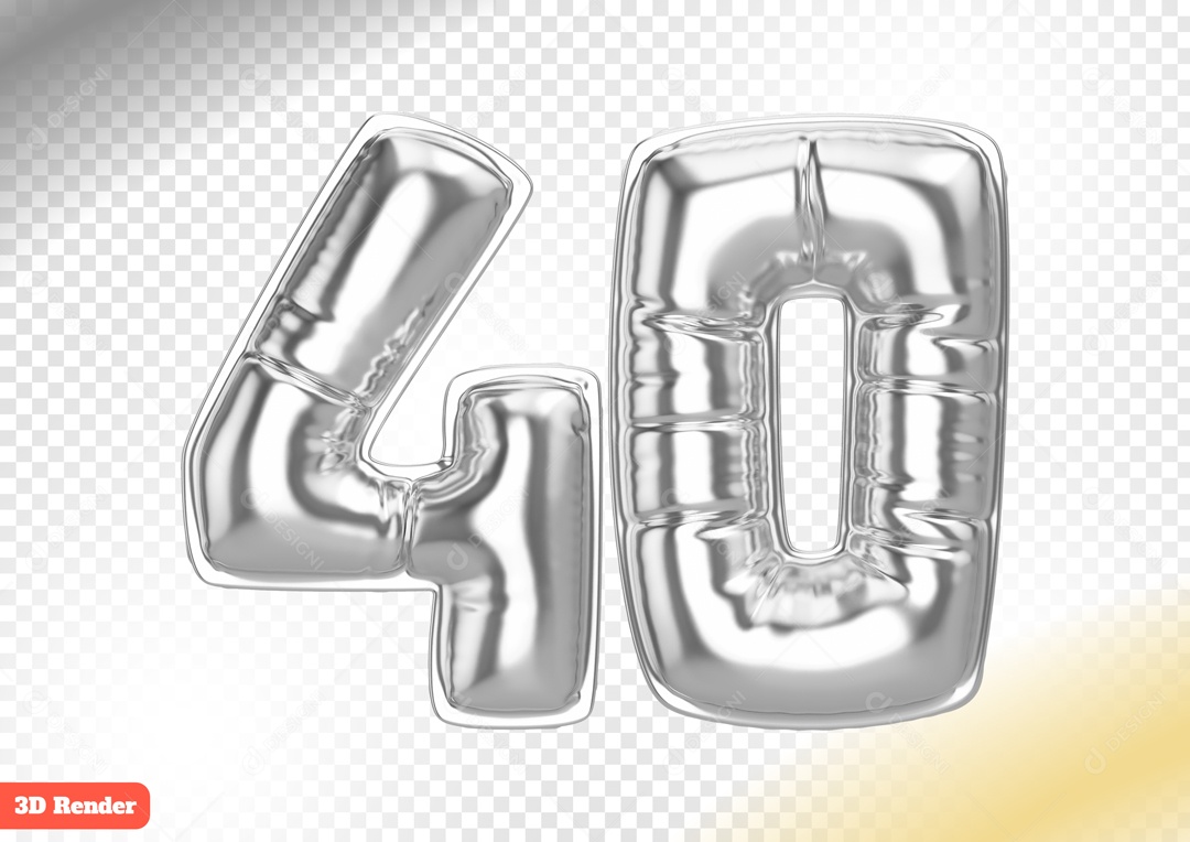 Balão 40 Elemento 3D para Composição PSD