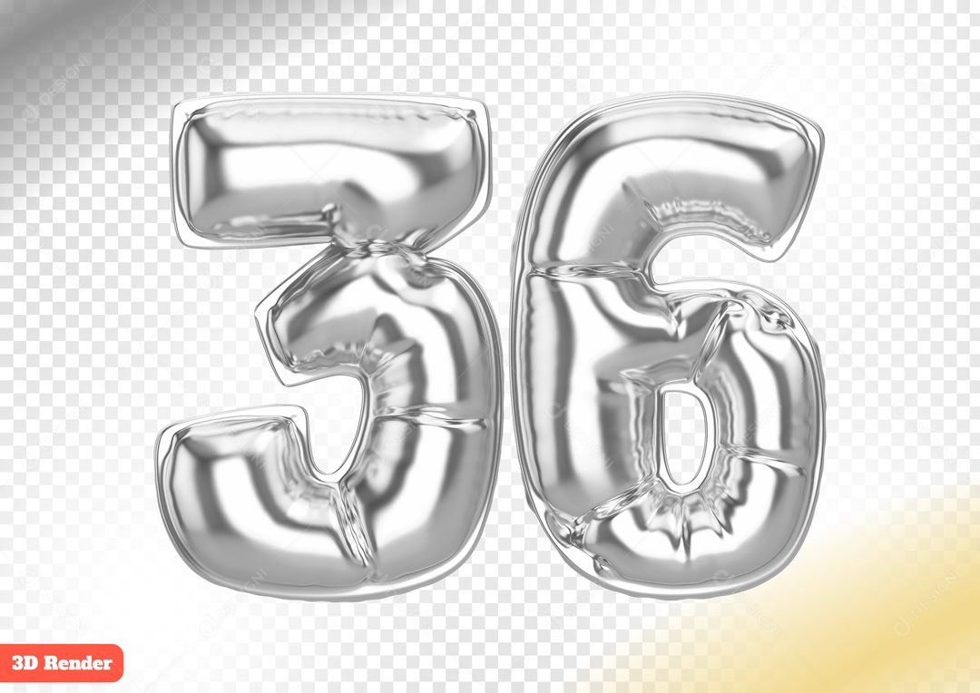 Balão 36 Elemento 3D para Composição PSD
