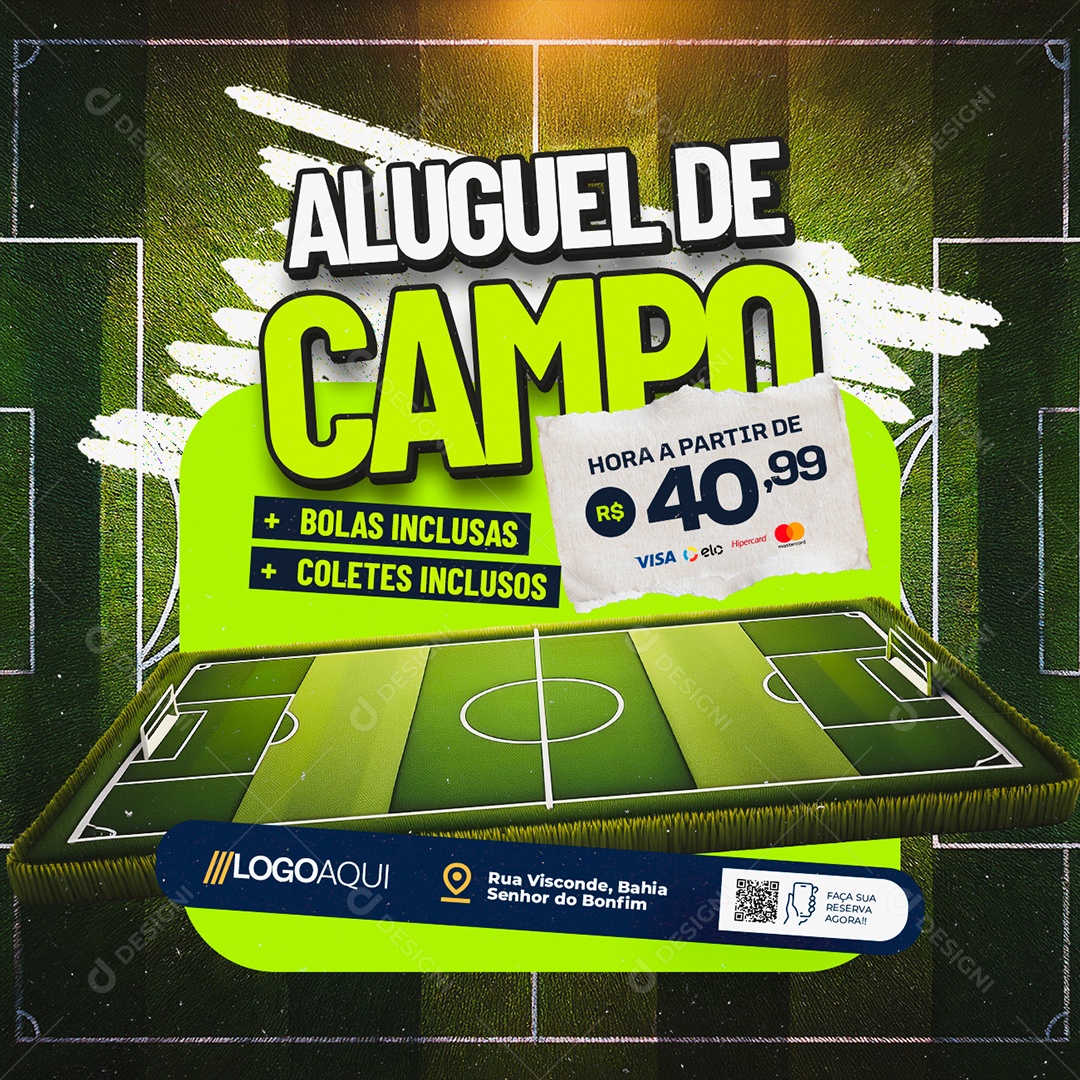 Futebol Aluguel de Camp Social Media PSD Editável