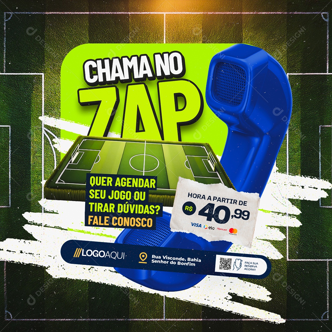 Futebol Chama no Zap Quer Agendar Social Media PSD Editável