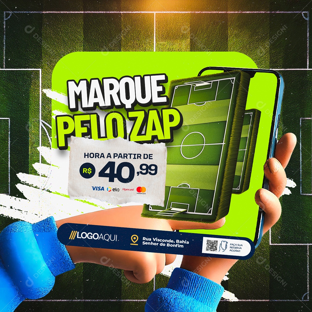 Futebol Marque Pelo Zap Social Media PSD Editável