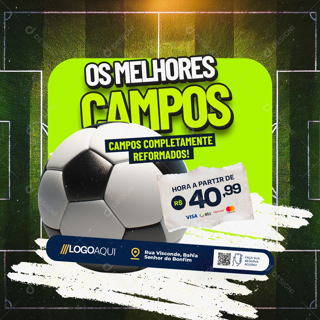 Futebol Os Melhores Campos Social Media PSD Editável