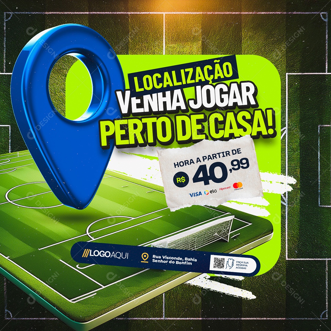Futebol Localização Venha Jogar Perto de Casa Social Media PSD Editável