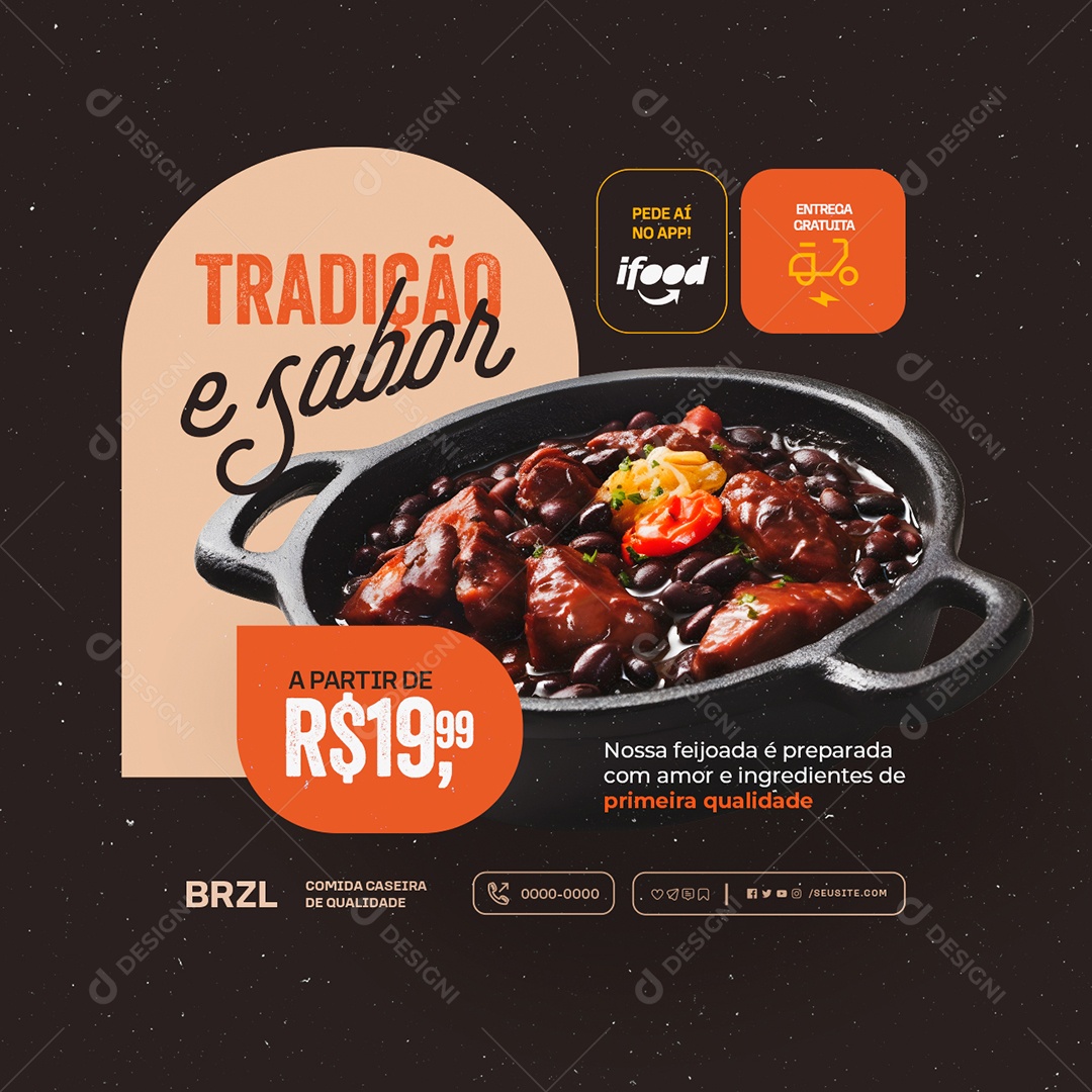 Feijoada Tradição e Sabor Social Media PSD Editável