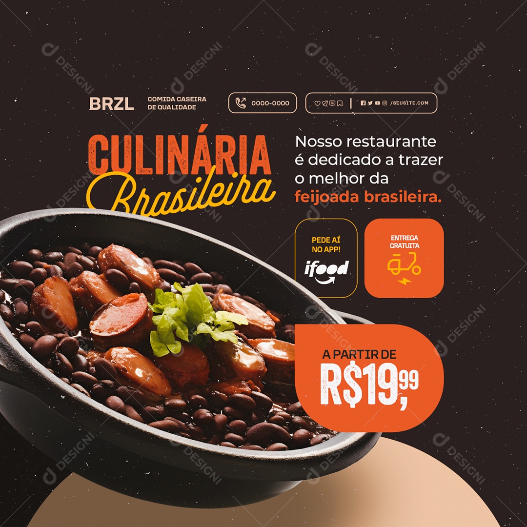 Feijoada Culinária Brasileira Social Media PSD Editável