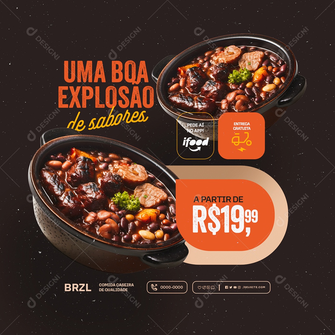 Feijoada Uma Boa Explosão de Sabores Social Media PSD Editável