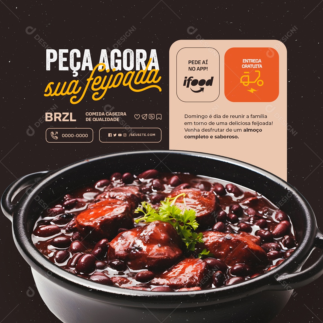 Peça Agora sua Feijoada Social Media PSD Editável