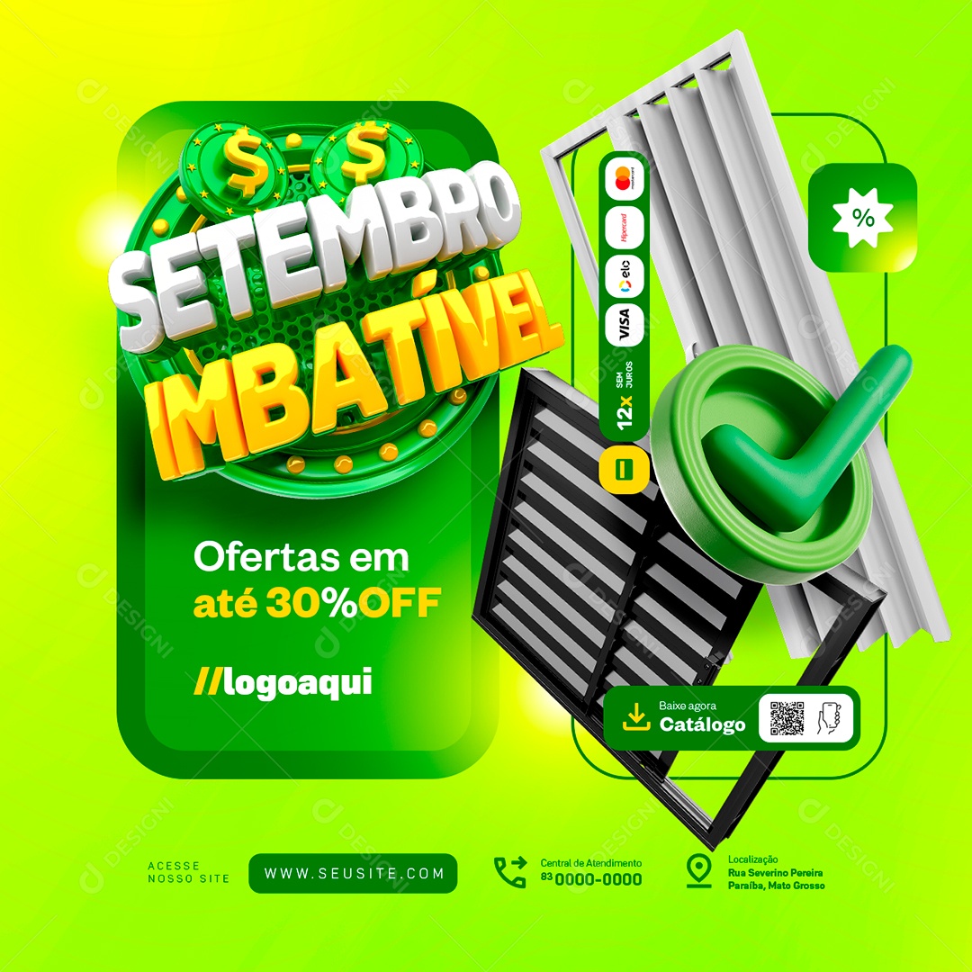 Setembro Imbativel Construção Ofertas em Até 30% Off Social Media PSD Editável