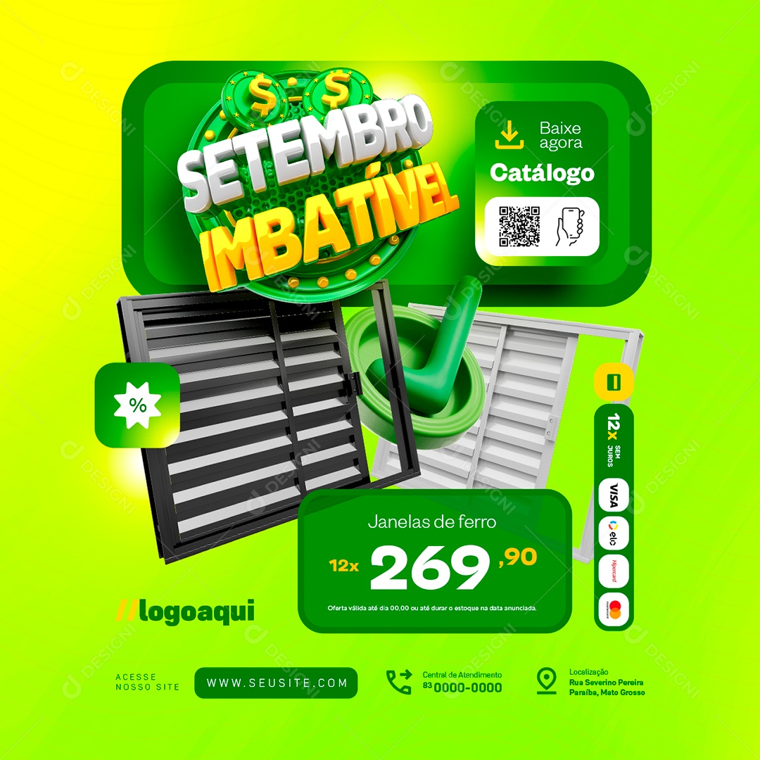 Setembro Imbativel Construção Janelas de Ferro Social Media PSD Editável