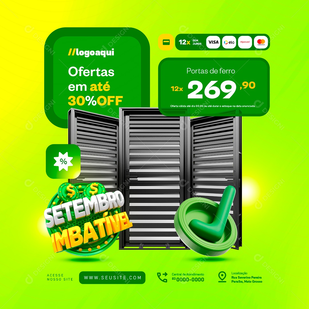 Setembro Imbativel Construção Portas de Ferro Social Media PSD Editável