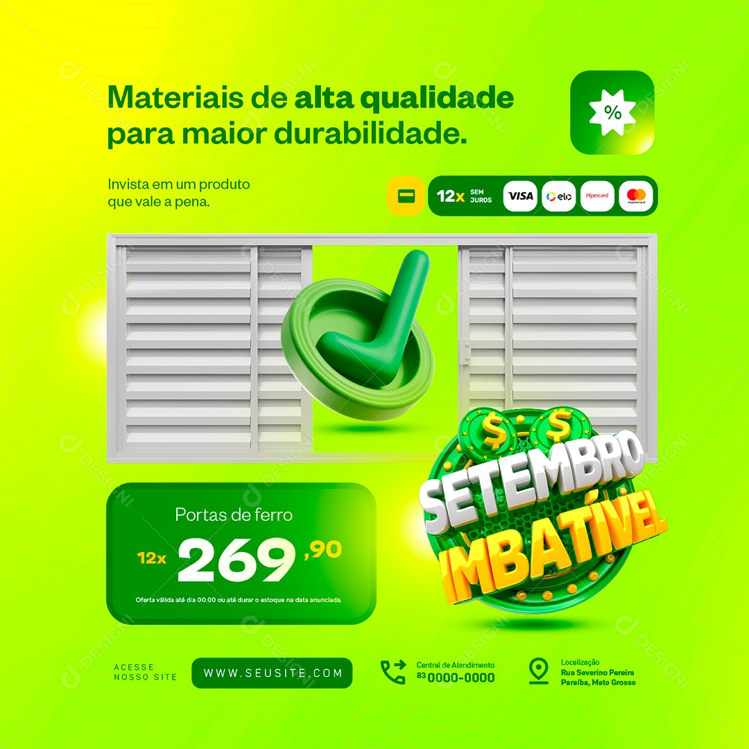 Social Media Setembro Imbativel Construção Materiais de Alta Qualidade PSD Editável