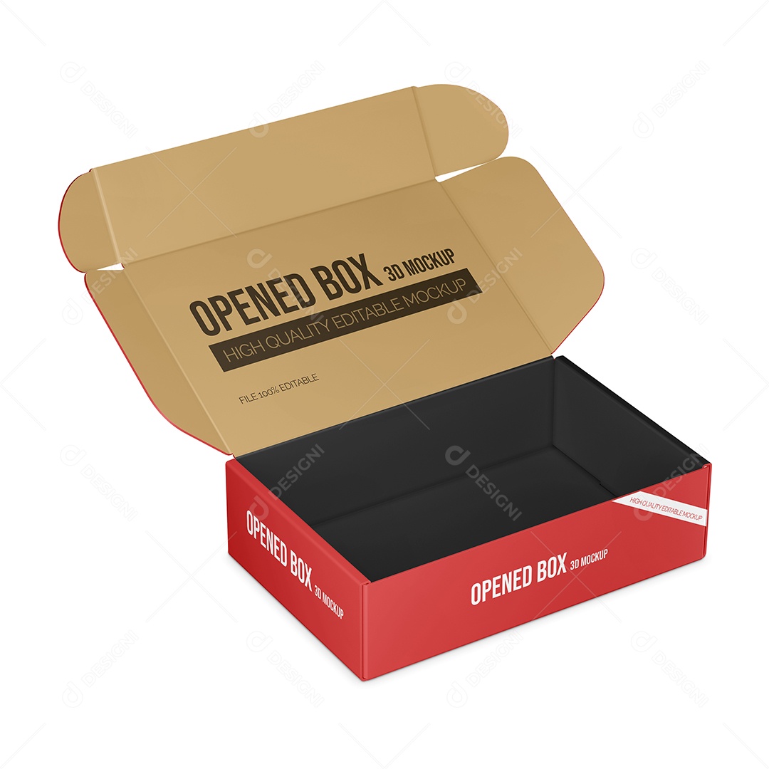 Caixa Tipo de Entrega de Papelão Aberta PSD Editável Mockup