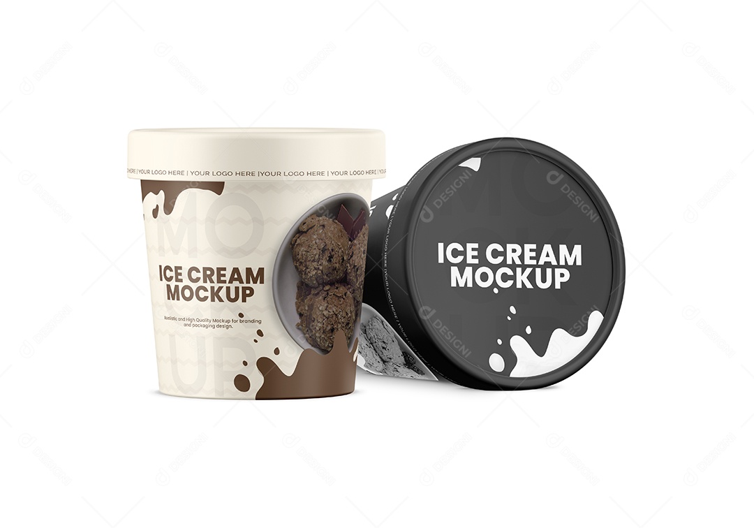 Pote de Sorvete PSD Editável Mockup