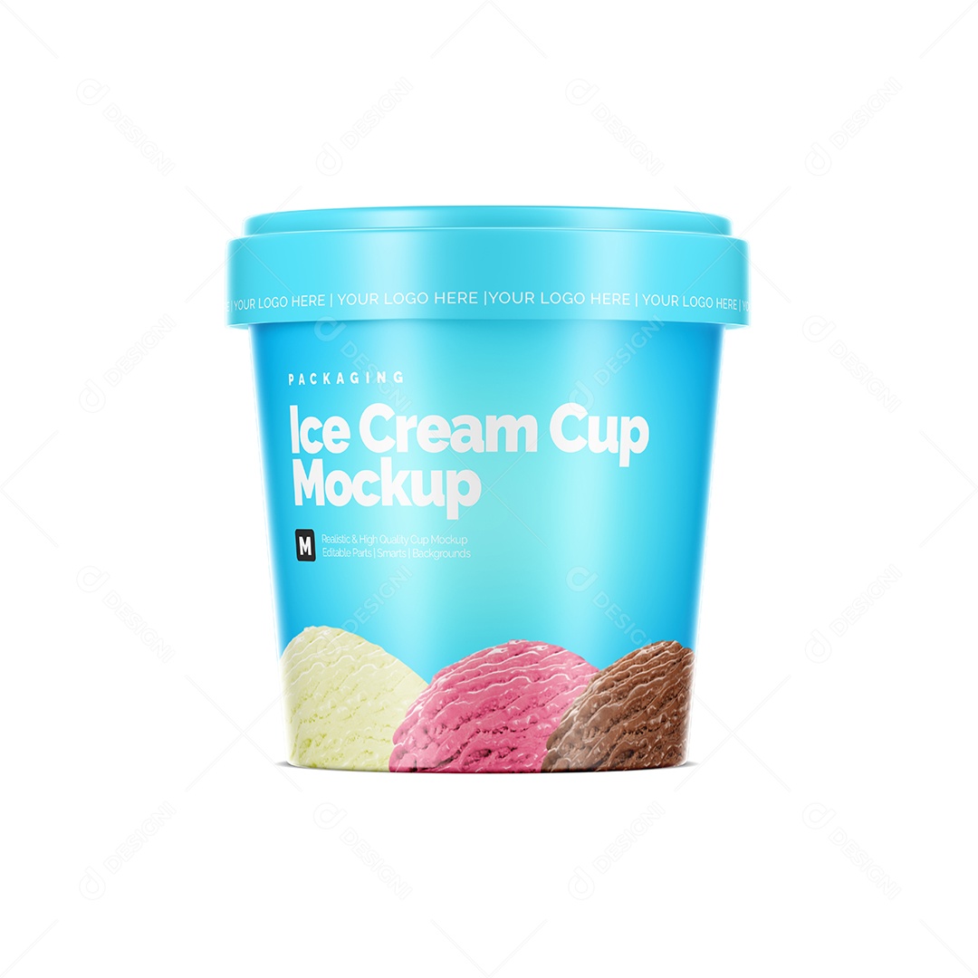 Pote de Sorvete PSD Editável Mockup