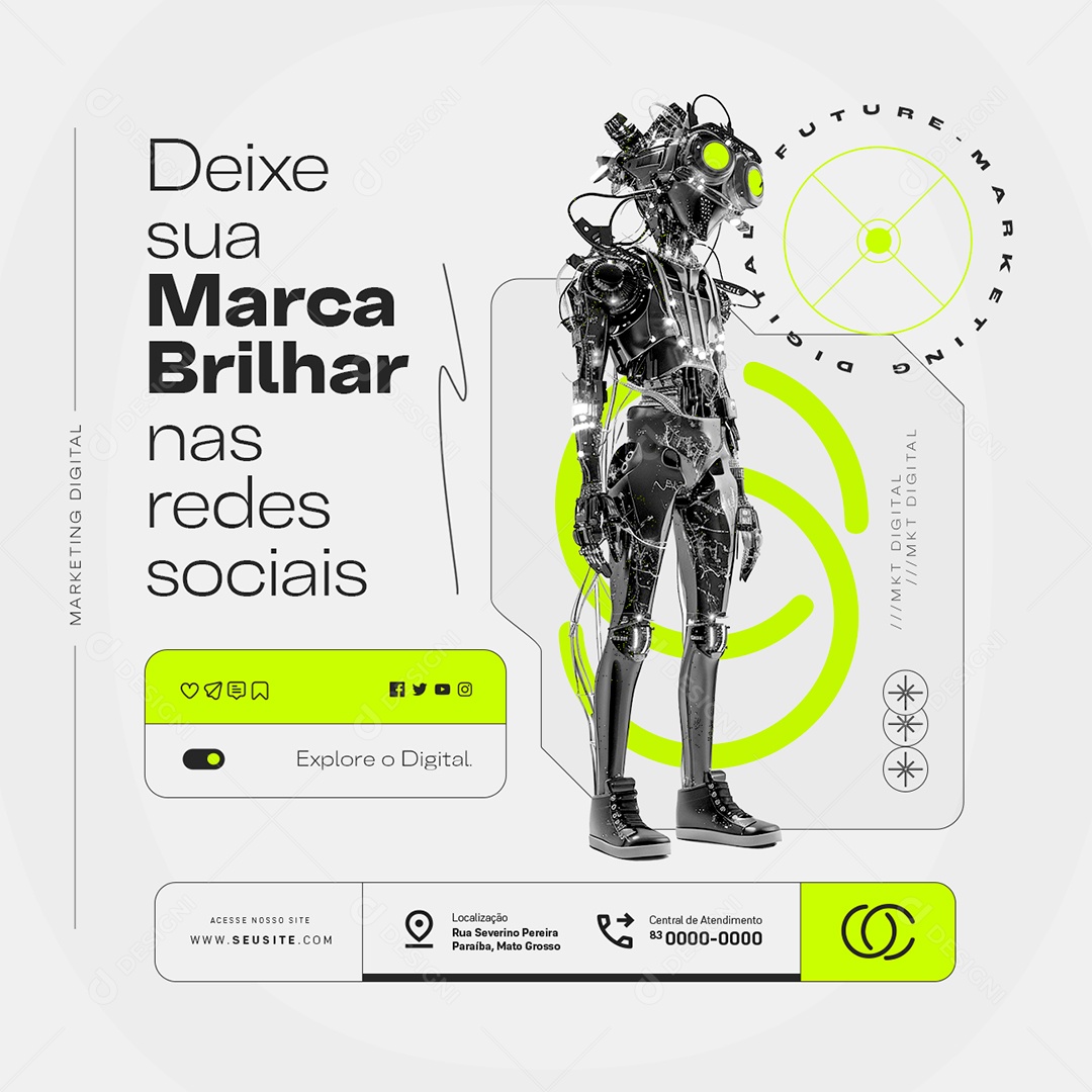 Marketing Deixe sua Marcar Brilhar Social Media PSD Editável