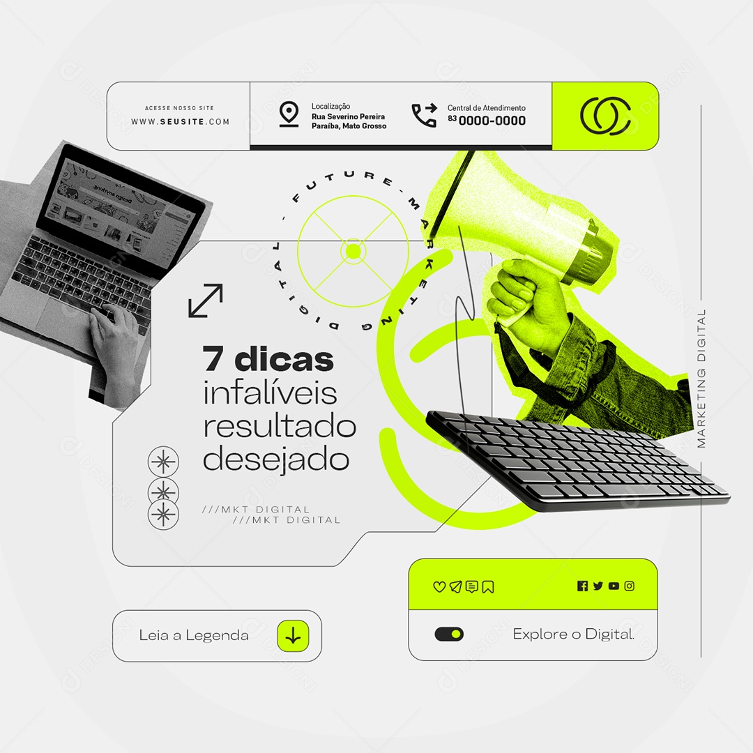 Marketing Dicas Infalíveis Resultado Desejado Social Media PSD Editável