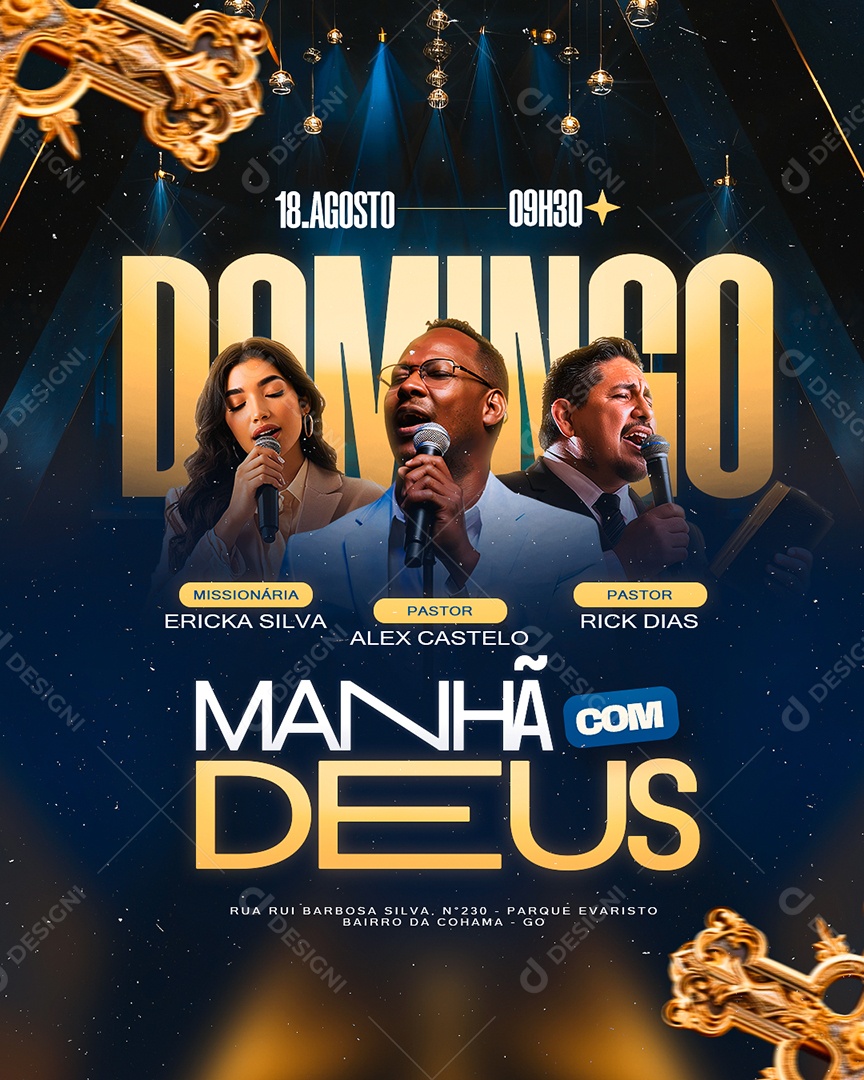 Gospel Domingo Manhã com Deus Social Media PSD Editável