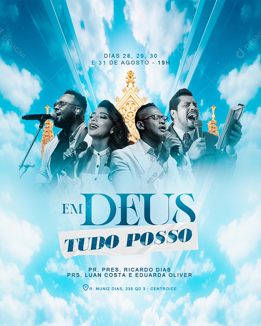 Gospel Em Deus Tudo Posso Social Media PSD Editável