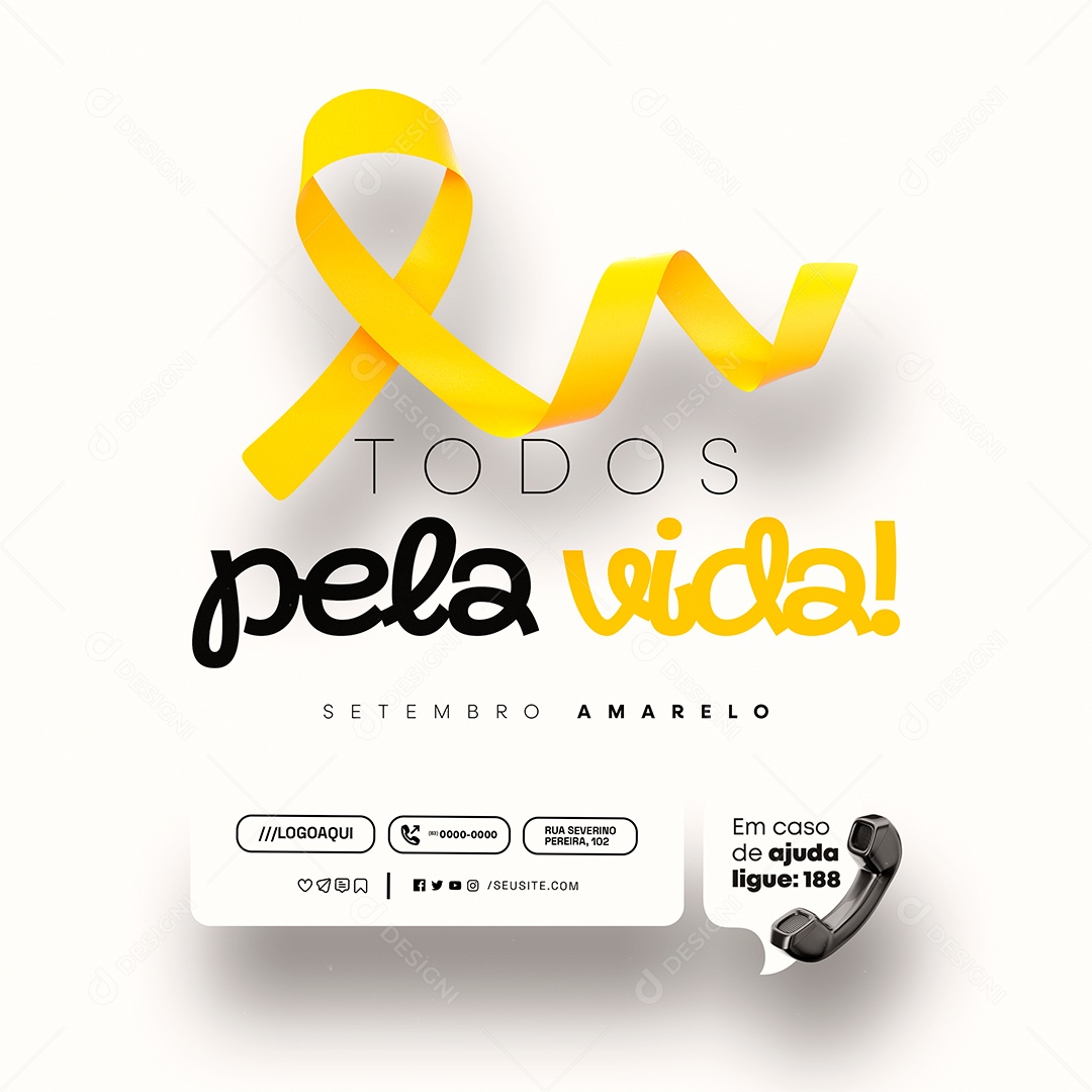 Setembro Amarelo Todos Pela Vida Social Media PSD Editável
