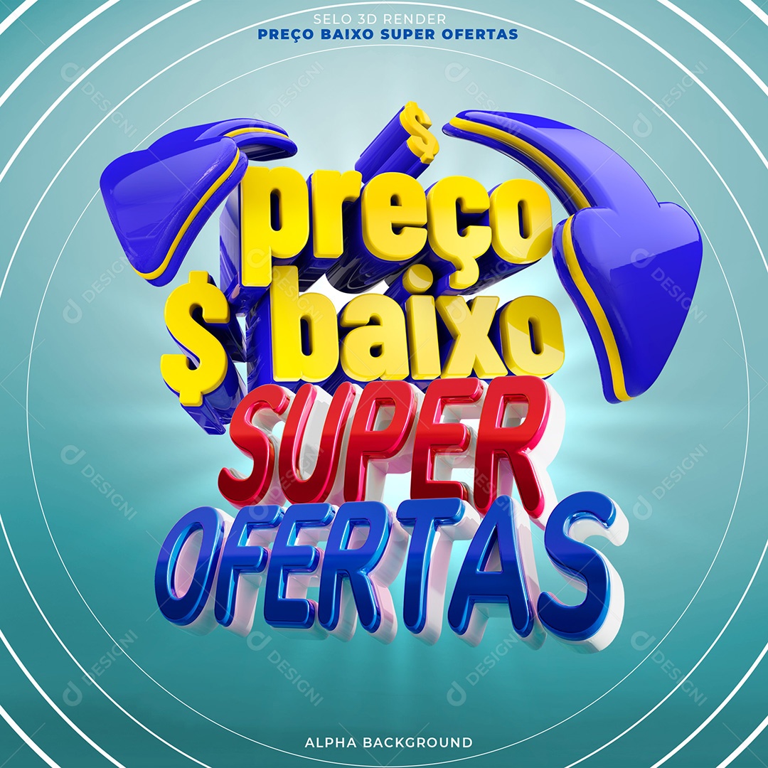Preço Baixo Super Ofertas Selo 3D para Composição PSD