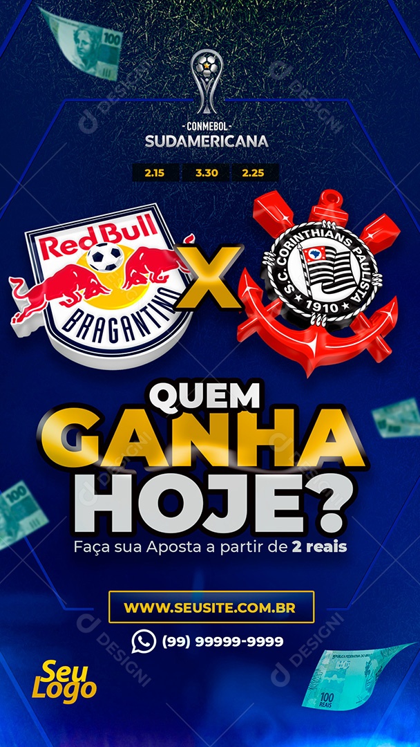 Story Futebol Bragantino X Corinthians Social Media PSD Editável