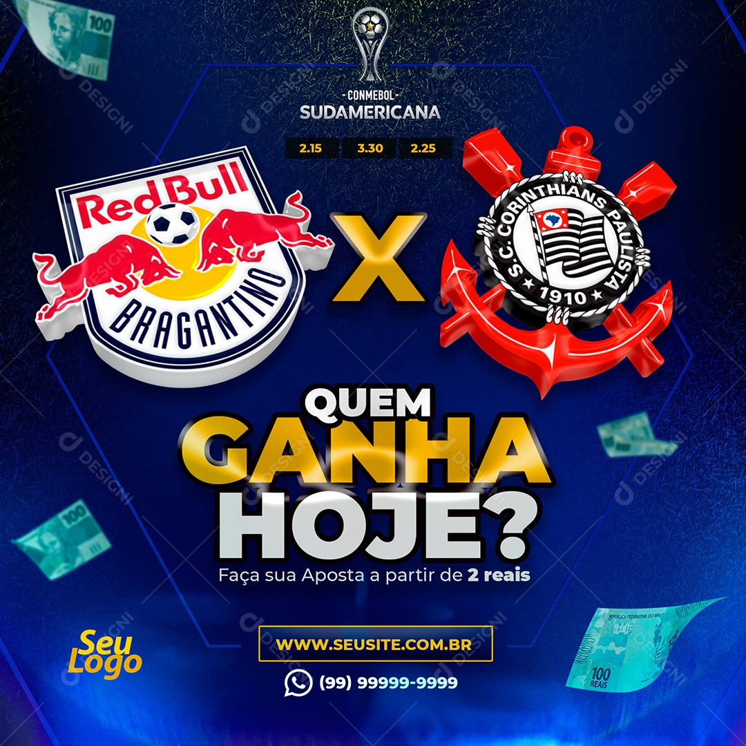 Futebol Bragantino X Corinthians Social Media PSD Editável